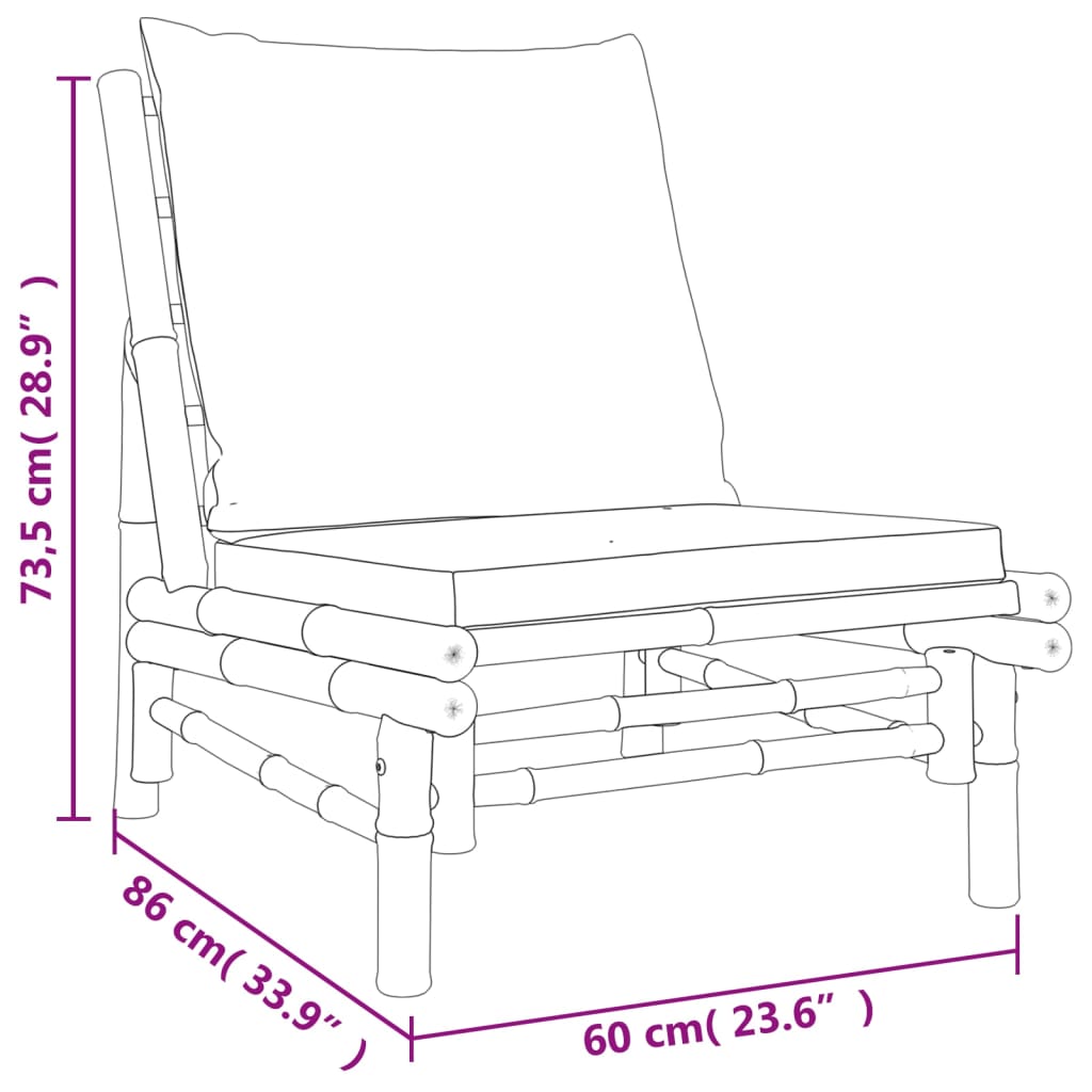 4-tlg. Garten-Lounge-Set mit Dunkelgrauen Kissen Bambus