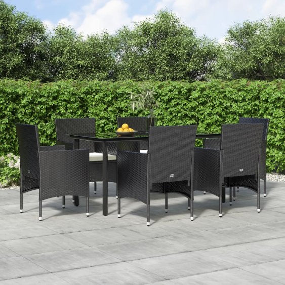 3-tlg. Garten-Essgruppe mit Kissen Schwarz
