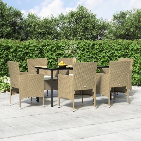 3-tlg. Garten-Essgruppe mit Kissen Schwarz