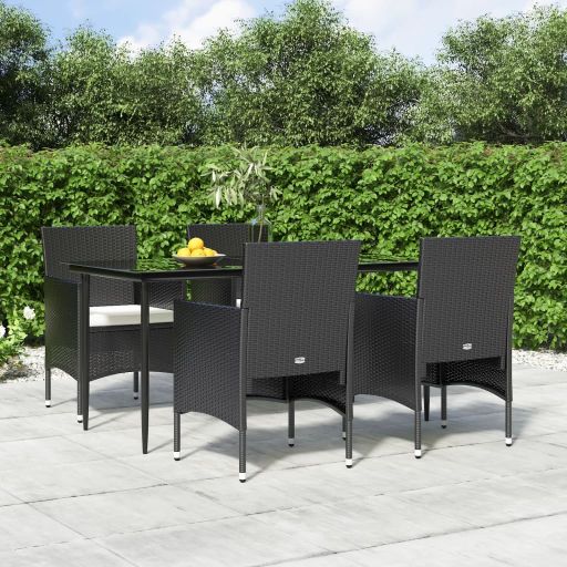 3-tlg. Garten-Essgruppe mit Kissen Schwarz