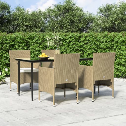 3-tlg. Garten-Essgruppe mit Kissen Schwarz