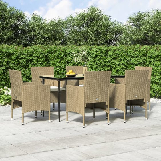 3-tlg. Garten-Essgruppe mit Kissen Schwarz