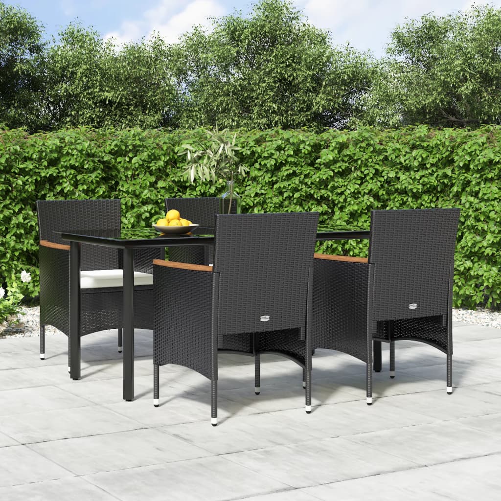 3-tlg. Garten-Essgruppe mit Kissen Schwarz