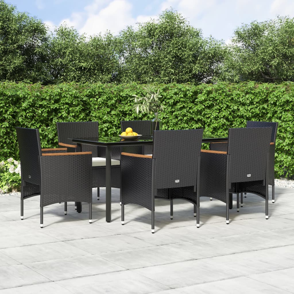 3-tlg. Garten-Essgruppe mit Kissen Schwarz