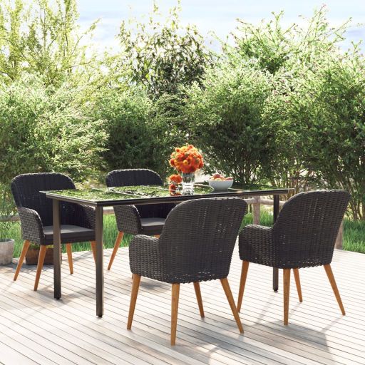 3-tlg. Garten-Essgruppe mit Kissen Schwarz