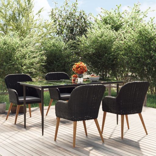 3-tlg. Garten-Essgruppe mit Kissen Schwarz
