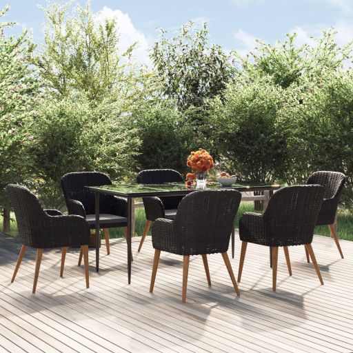3-tlg. Garten-Essgruppe mit Kissen Schwarz