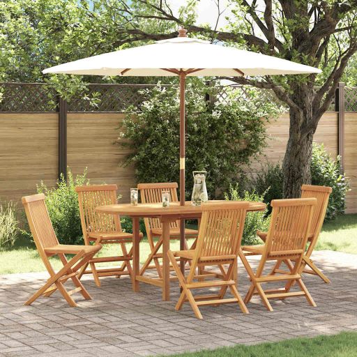 vidaXL Garten Essgruppe 5 pcs Braun Massivholz Teak