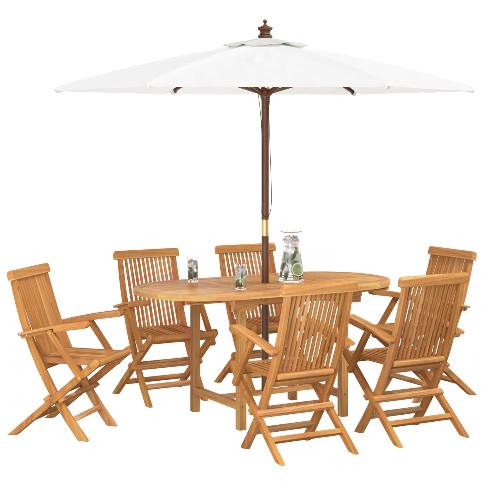 Garten Essgruppe 5 pcs Braun Massivholz Teak