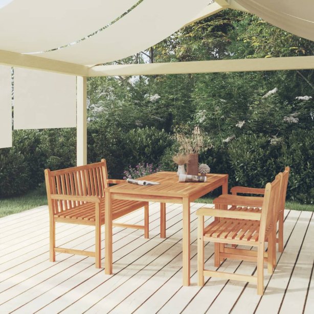 vidaXL 5-teiliges Garten-Ess-Set 140 x 80 cm Massivholz Teak