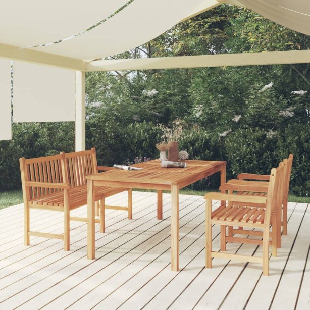 vidaXL 5-teiliges Garten-Ess-Set 180 x 90 cm Massivholz Teak