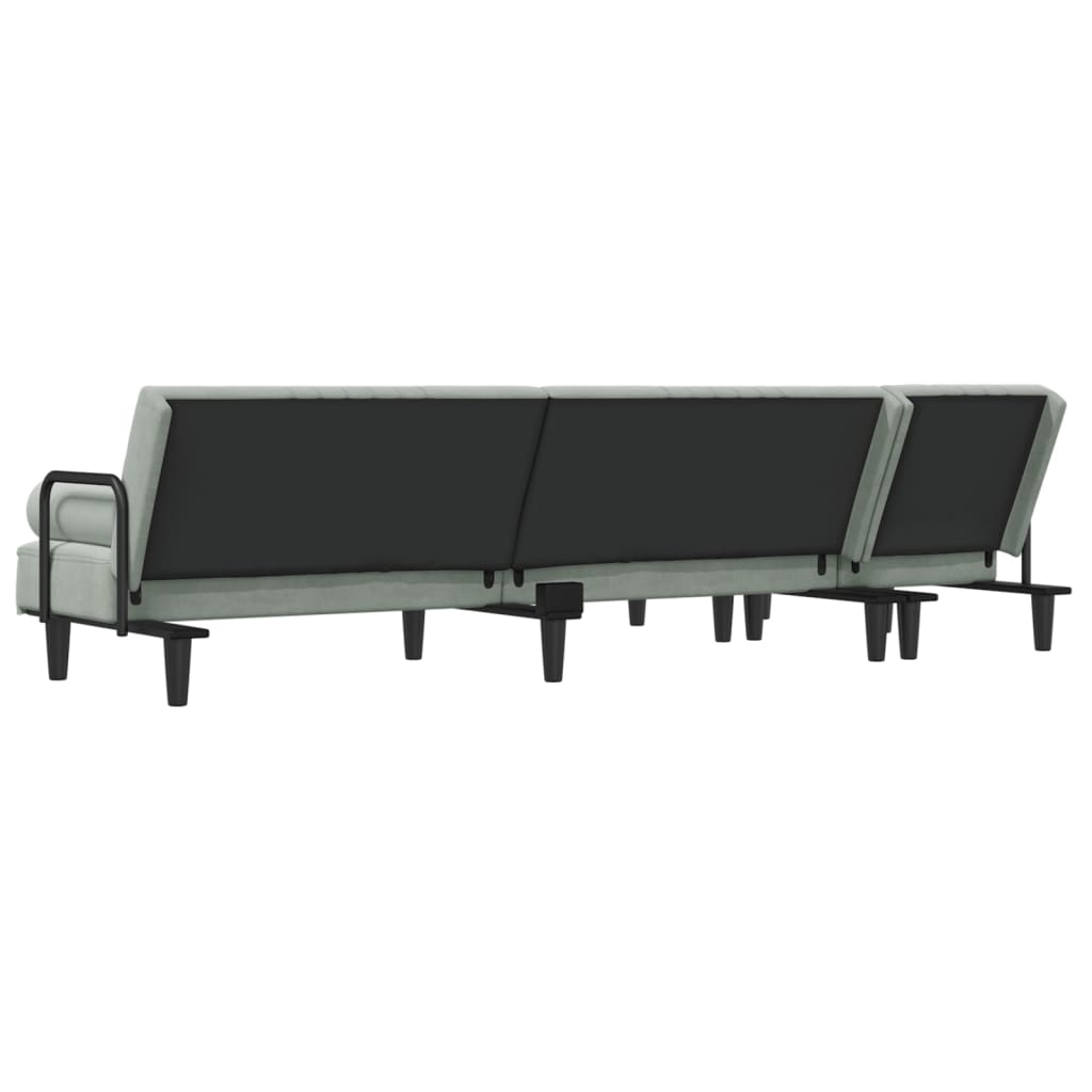 vidaXL Schlafsofa in L-Form Hellgrau 260x140x70 cm Samt
