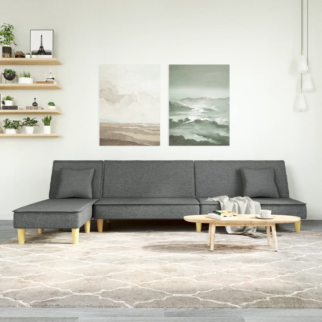 vidaXL Schlafsofa in L-Form Hellgrau 255x140x70 cm Stoff
