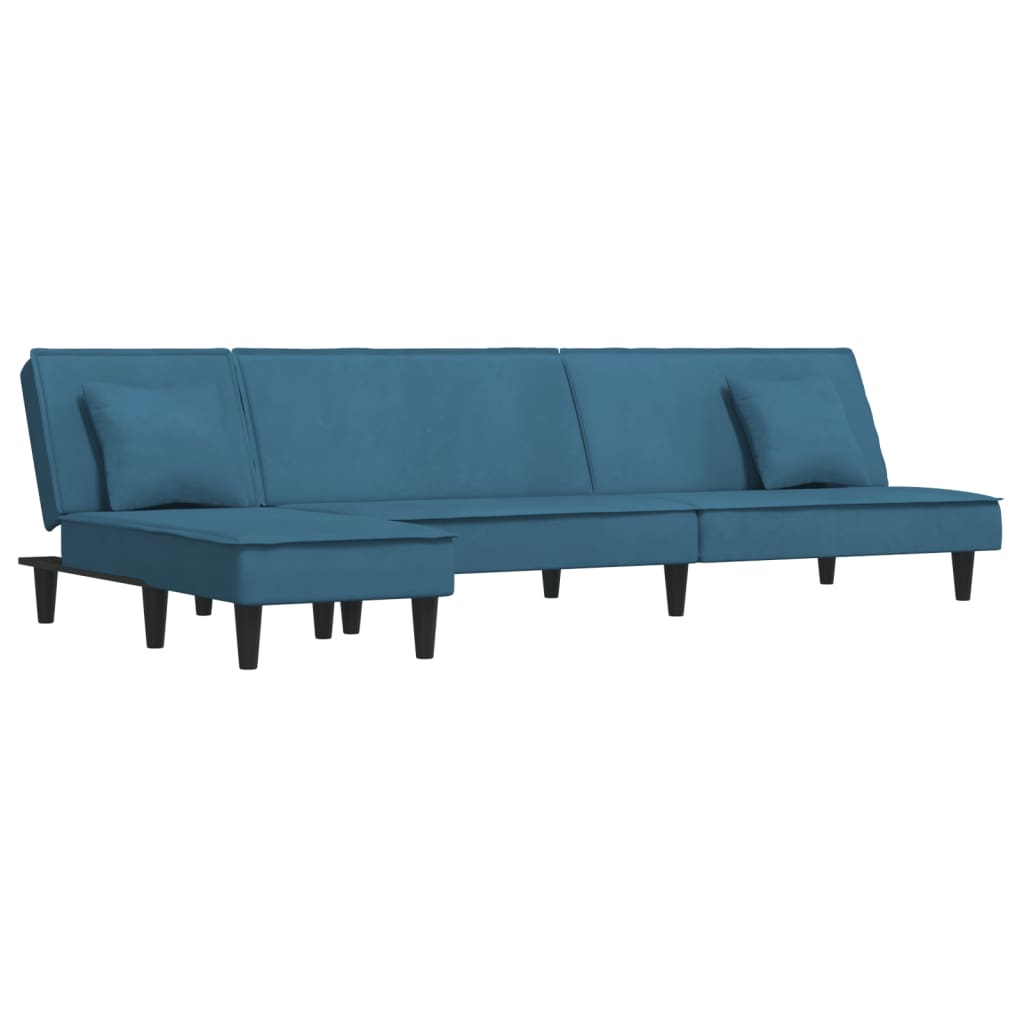 vidaXL Schlafsofa in L-Form Blau 255x140x70 cm Samt