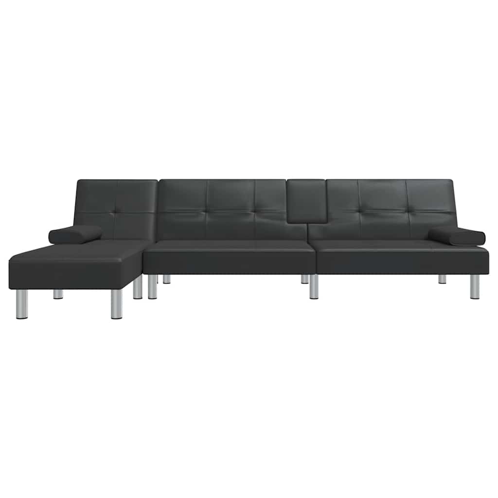 vidaXL Schlafsofa in L-Form Schwarz 255x140x70 cm Kunstleder