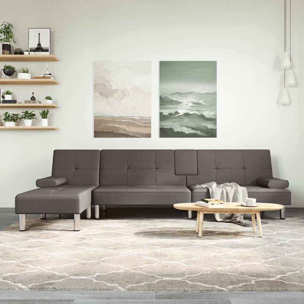 vidaXL Schlafsofa in L-Form Schwarz 255x140x70 cm Kunstleder