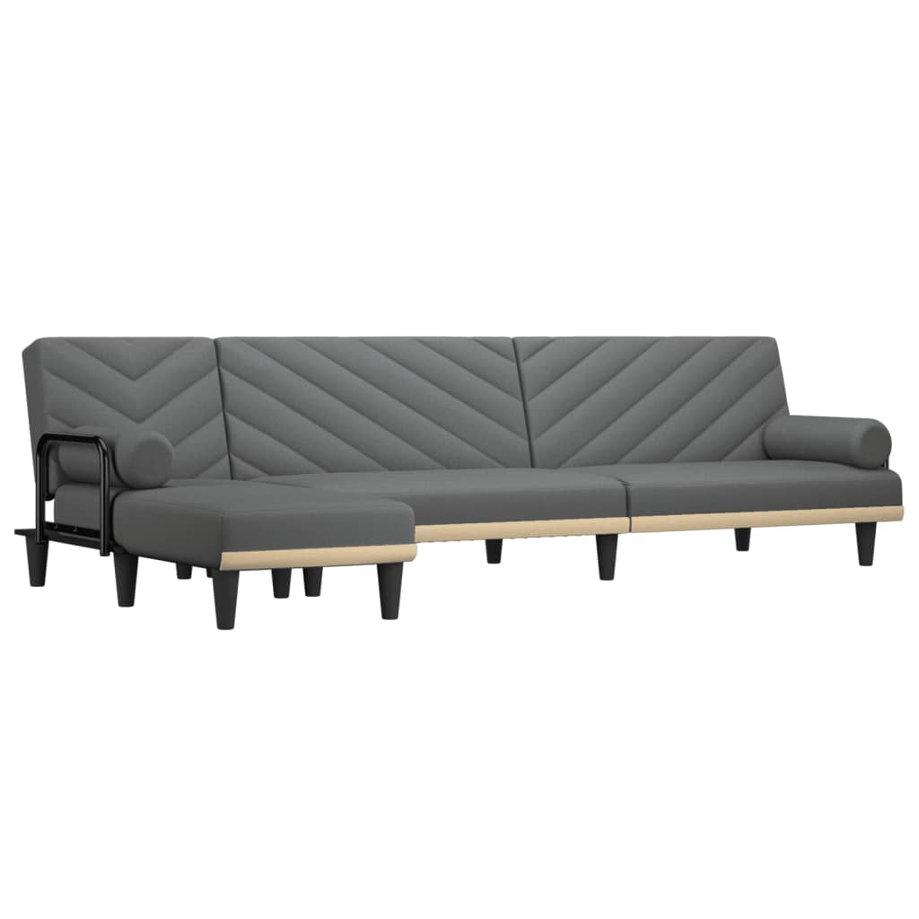vidaXL Schlafsofa in L-Form Dunkelgrau 260x140x70 cm Stoff
