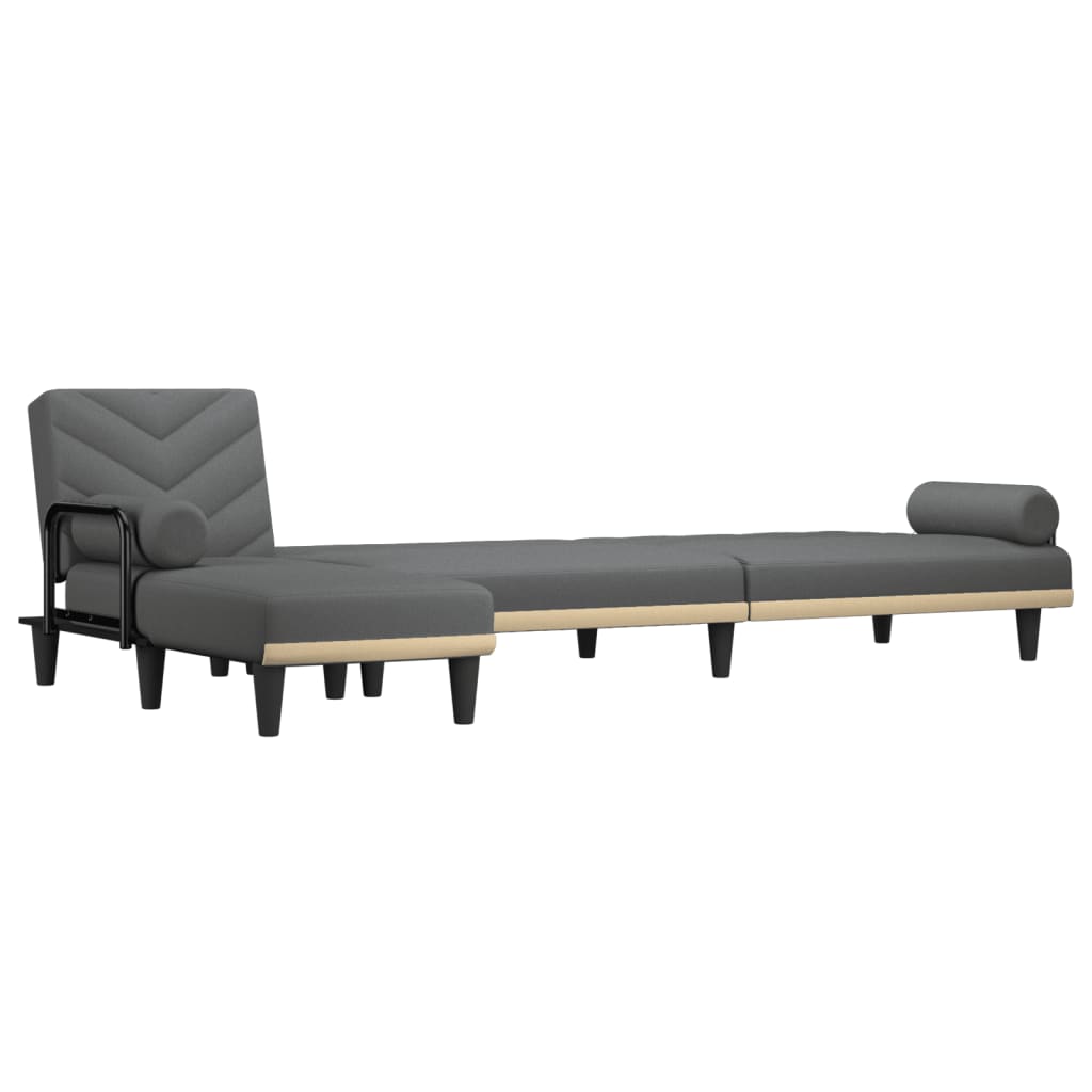 vidaXL Schlafsofa in L-Form Dunkelgrau 260x140x70 cm Stoff