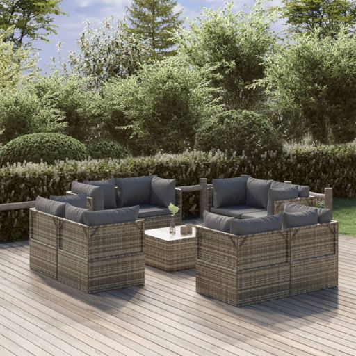 Garten-Mittelsofas 4 Stk. Grau 57x57x56 cm Poly Rattan