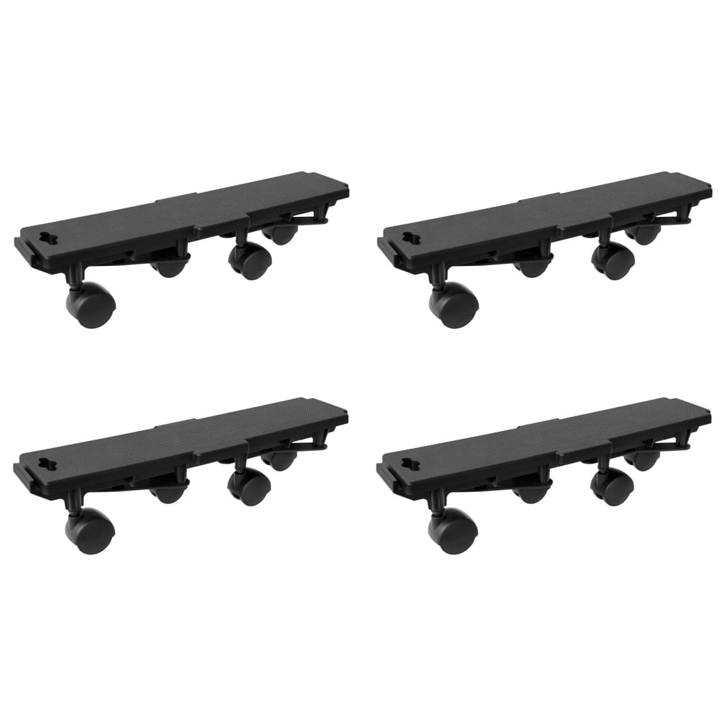 vidaXL Transportroller mit 4 Rollen 2 Stk. Schwarz Polypropylen 170 kg