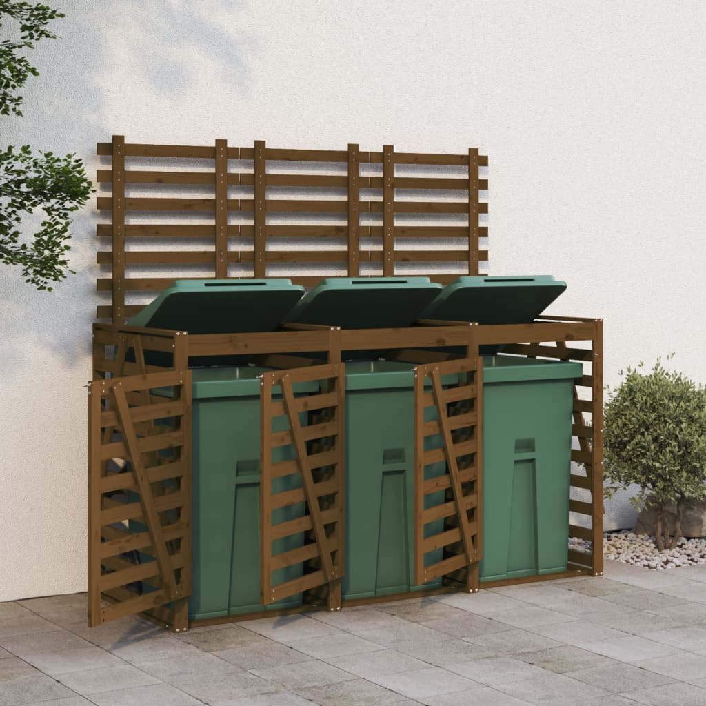 Mülltonnenbox für 3 Tonnen Massivholz Kiefer