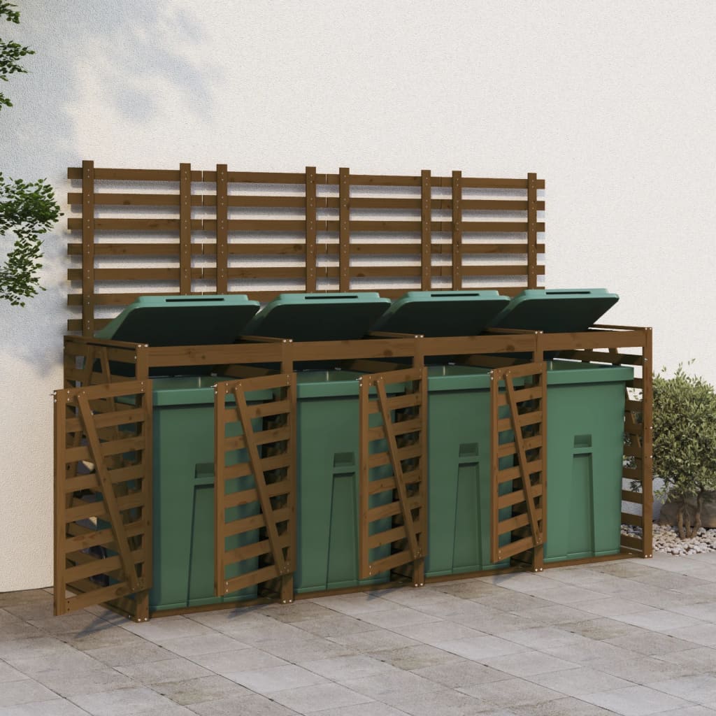 Mülltonnenbox für 4 Tonnen Massivholz Kiefer