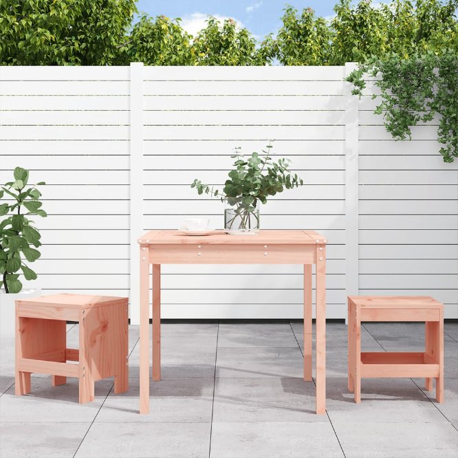 3-tlg. Garten-Bistro-Set Weiß Massivholz Kiefer
