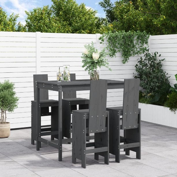 5-tlg. Gartenbar-Set Massivholz Kiefer