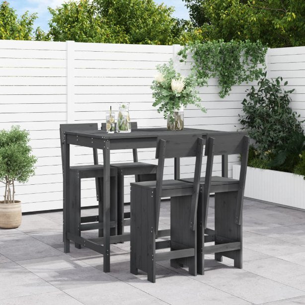5-tlg. Gartenbar-Set Massivholz Kiefer