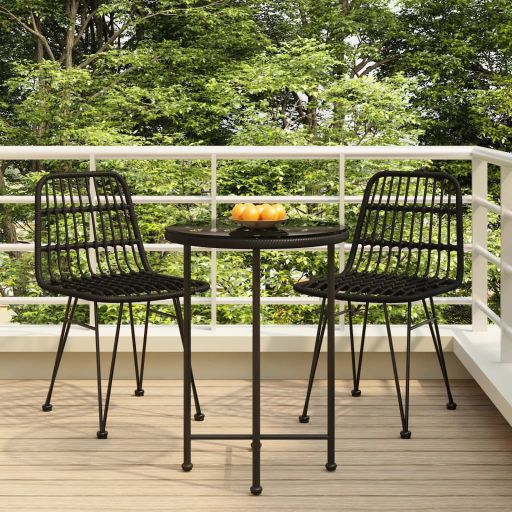 3-tlg. Garten-Essgruppe Poly Rattan
