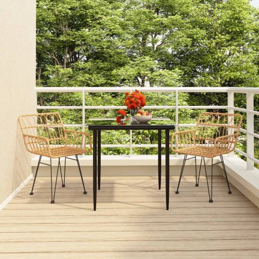 3-tlg. Garten-Essgruppe Poly Rattan