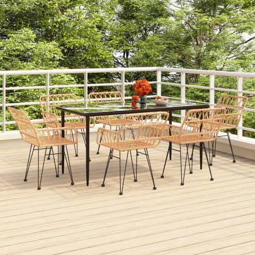 3-tlg. Garten-Essgruppe Poly Rattan