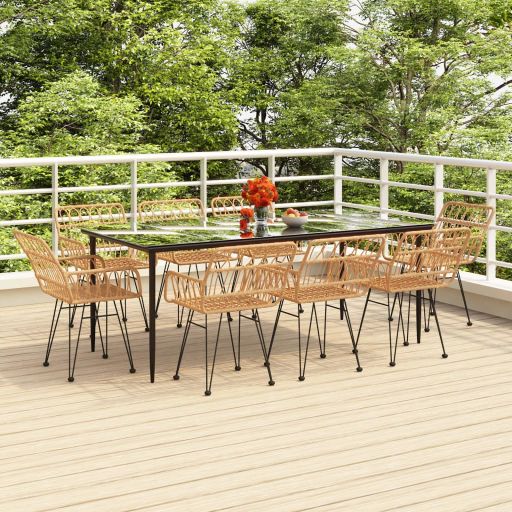 3-tlg. Garten-Essgruppe Poly Rattan