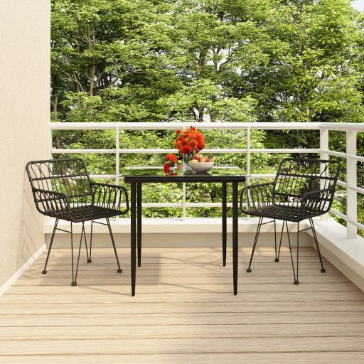 3-tlg. Garten-Essgruppe Poly Rattan