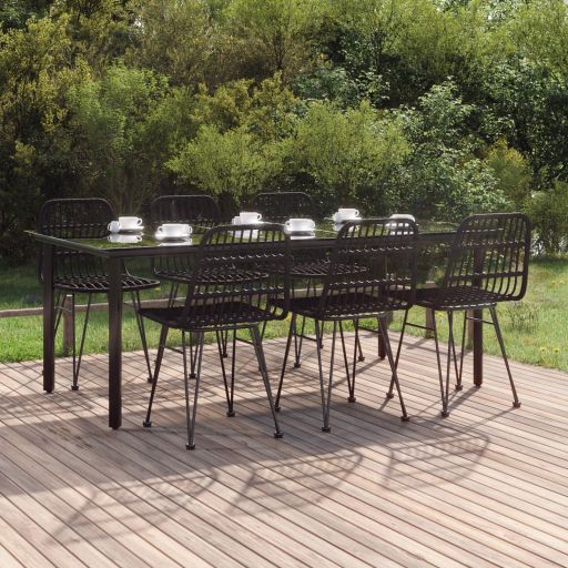 3-tlg. Garten-Essgruppe Poly Rattan