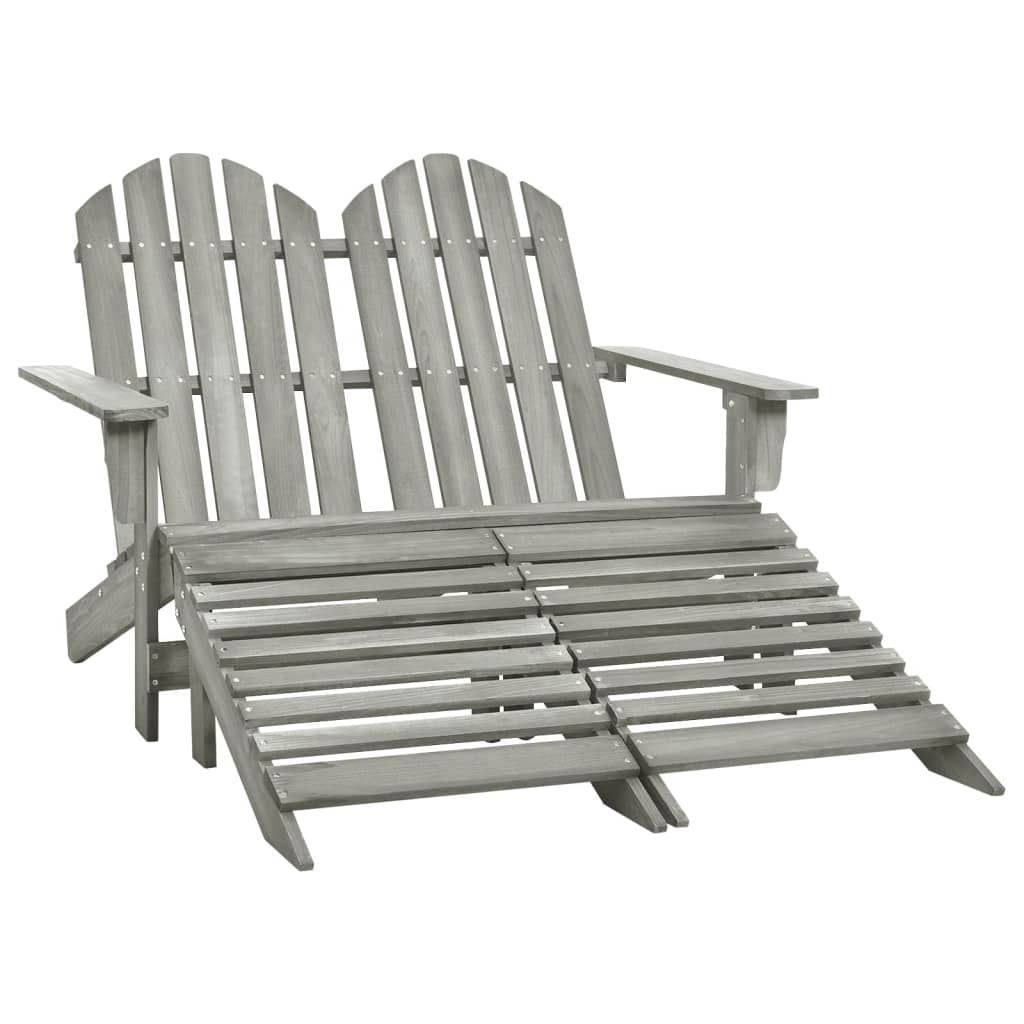 Adirondack-Gartenbank 2-Sitzer mit Fußteil Tannenholz Weiß