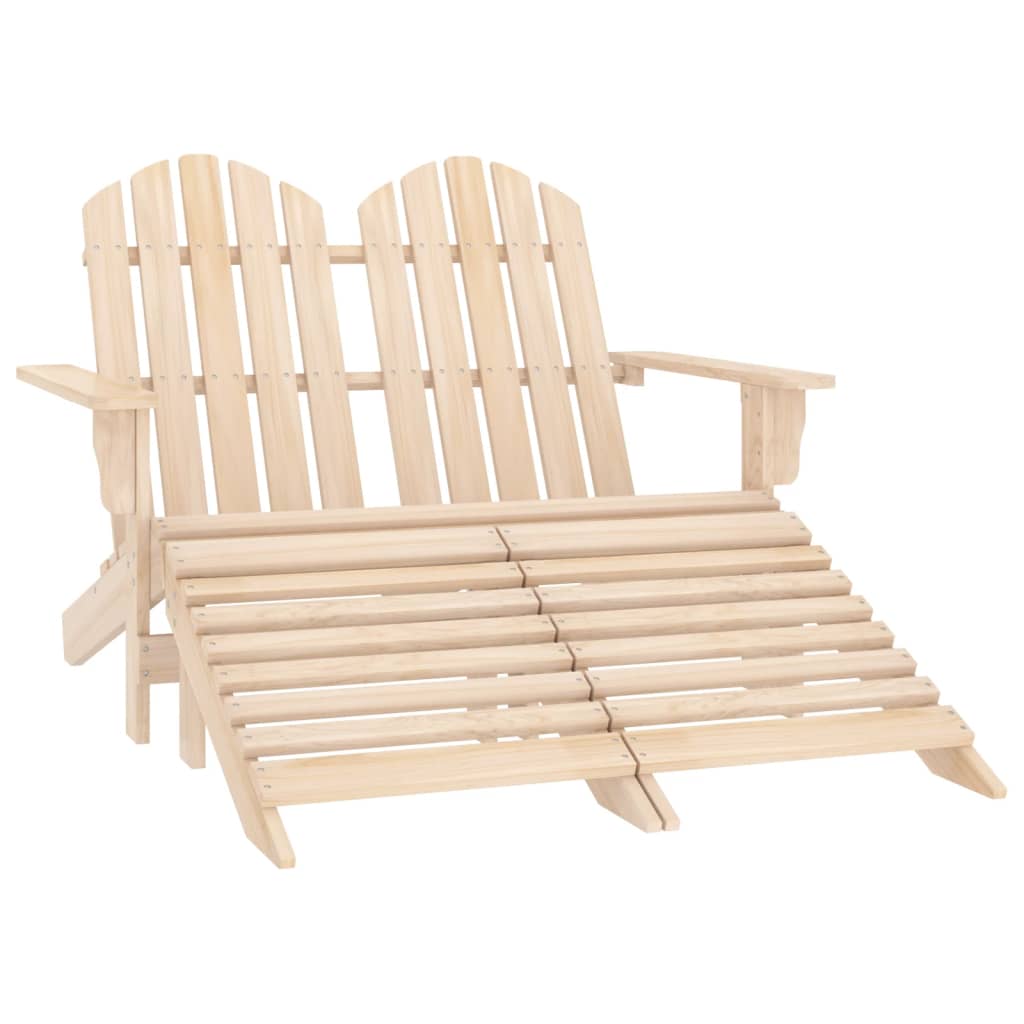 Adirondack-Gartenbank 2-Sitzer mit Fußteil Tannenholz Weiß