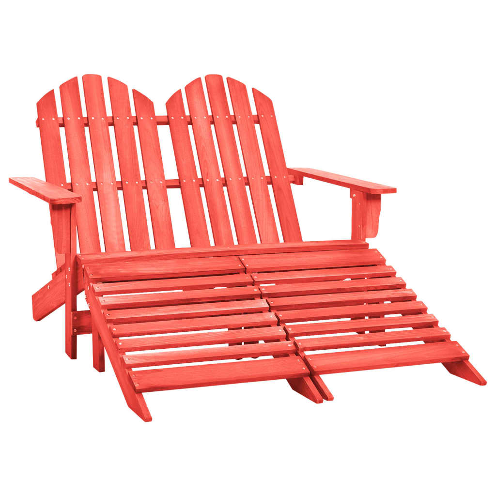 Adirondack-Gartenbank 2-Sitzer mit Fußteil Tannenholz Weiß