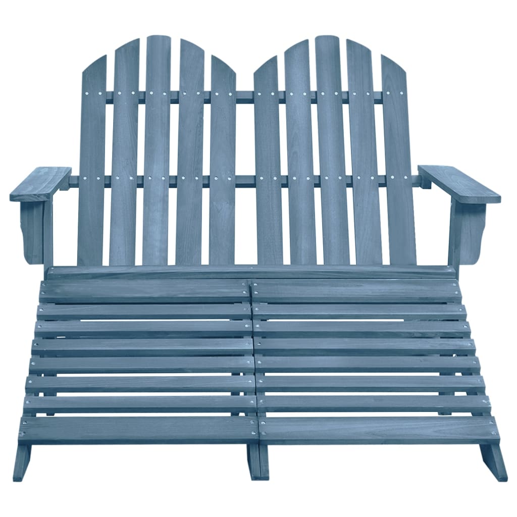 Adirondack-Gartenbank 2-Sitzer mit Fußteil Tannenholz Weiß