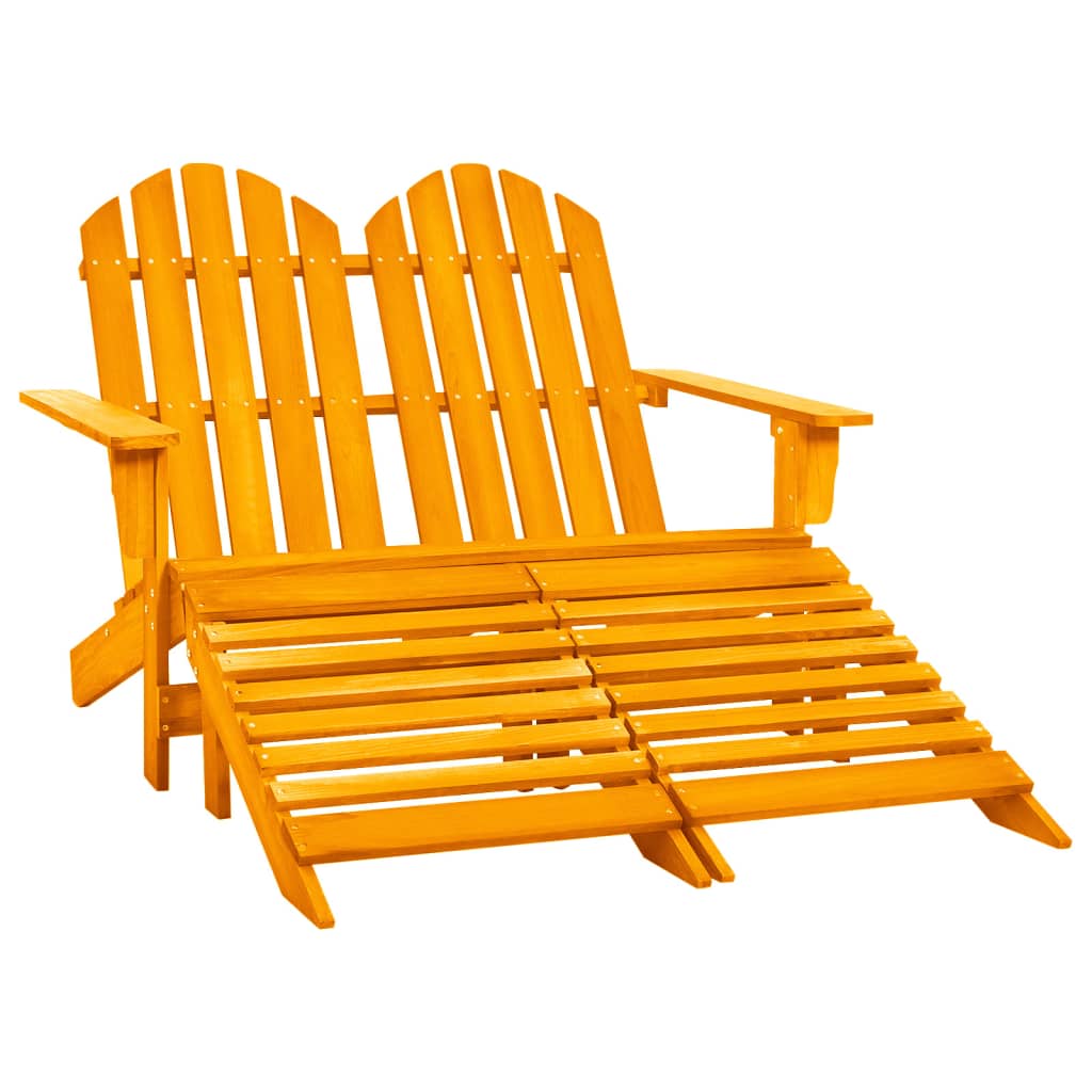 Adirondack-Gartenbank 2-Sitzer mit Fußteil Tannenholz Weiß