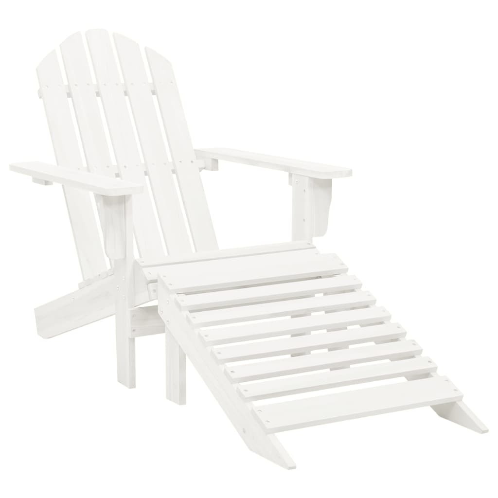 Adirondack-Gartenstuhl mit Fußstütze & Tisch Tannenholz Weiß