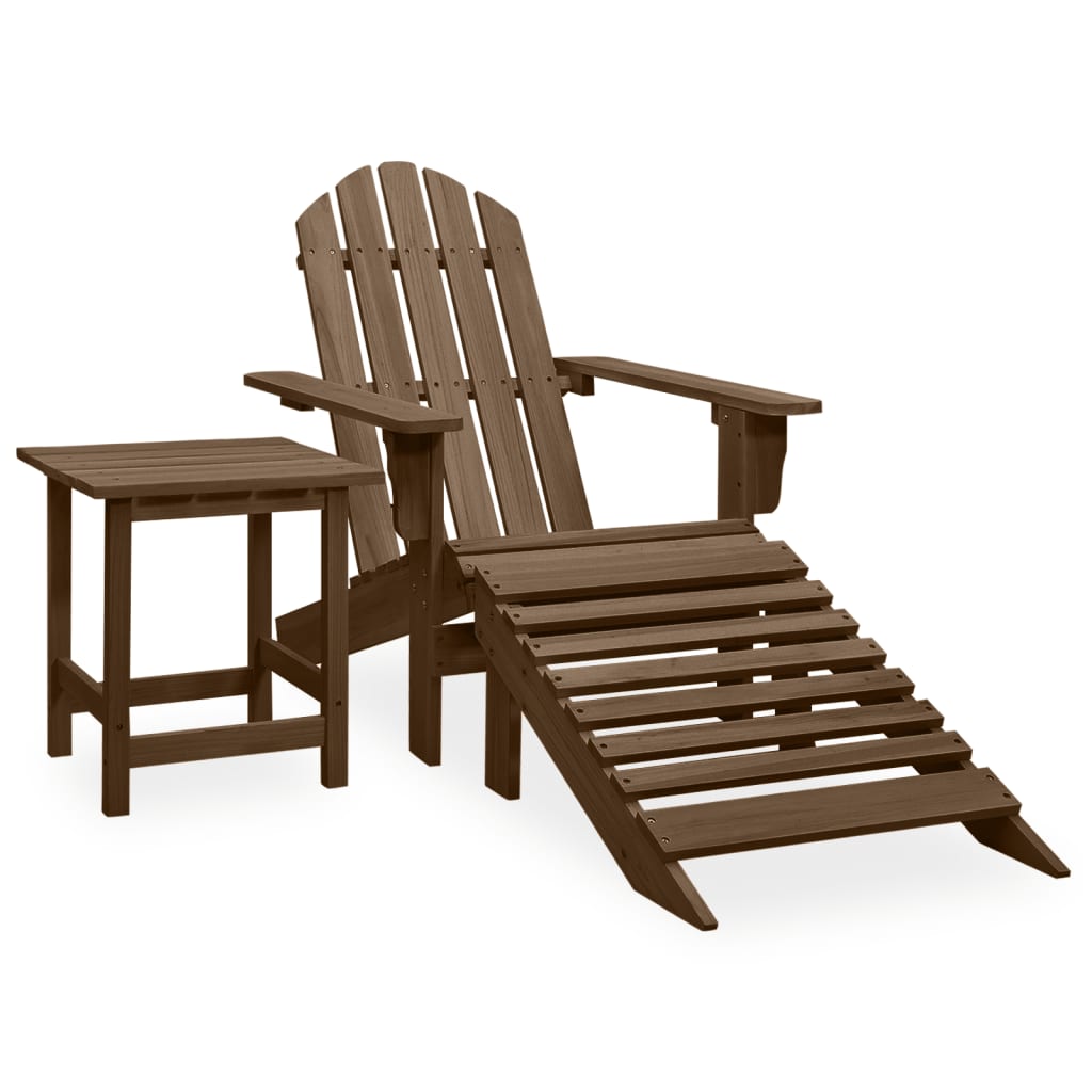 Adirondack-Gartenstuhl mit Fußstütze & Tisch Tannenholz Weiß