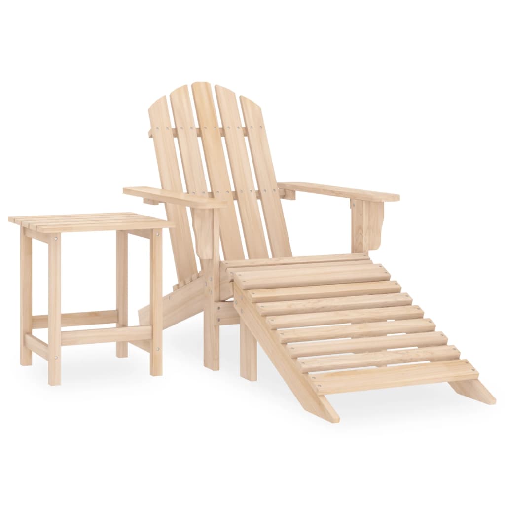 Adirondack-Gartenstuhl mit Fußstütze & Tisch Tannenholz Weiß