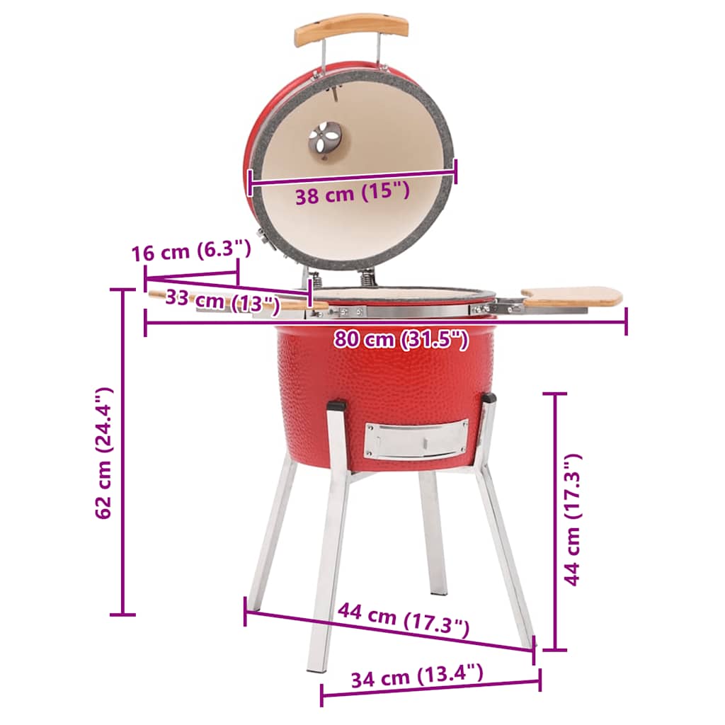 vidaXL Kamado-Grill und Smoker Keramik 33 cm