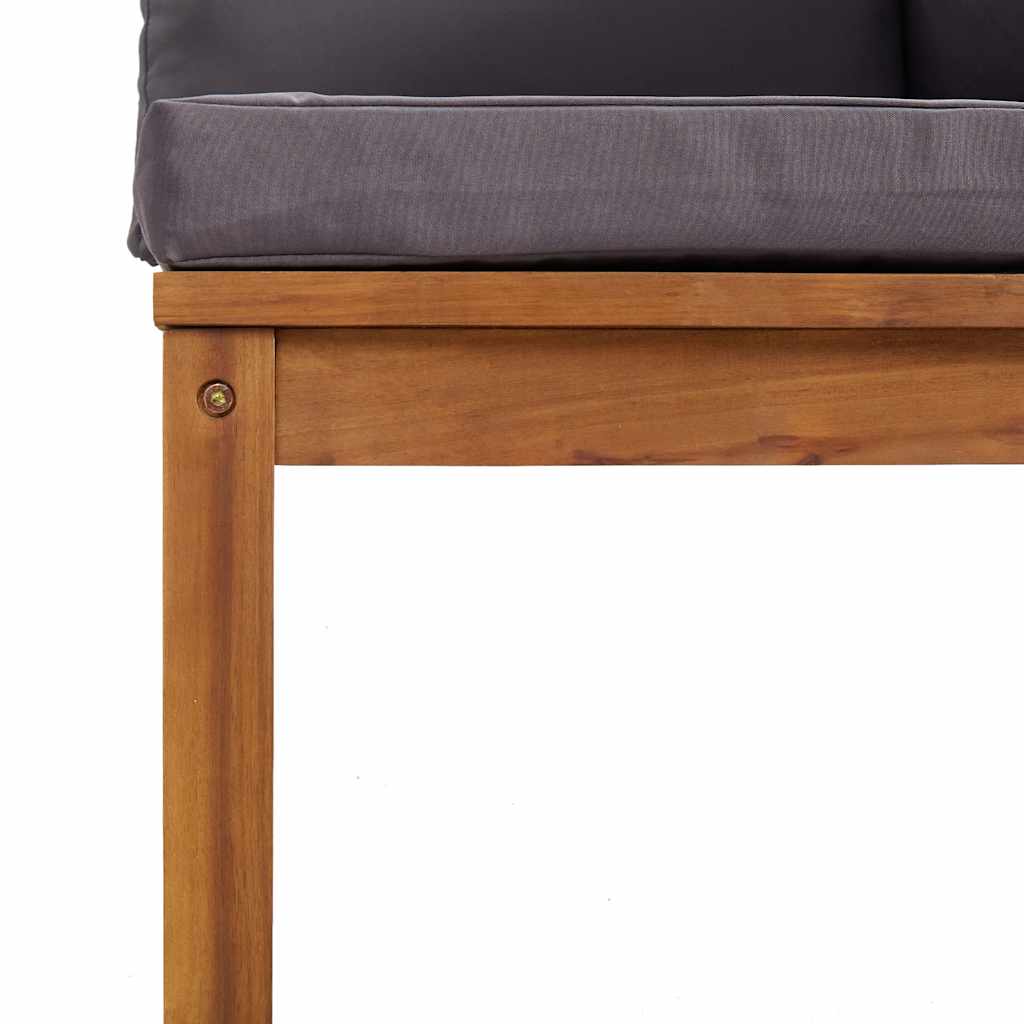 vidaXL Ecksofas 2 Stk. mit Dunkelgrauen Kissen Massivholz Teak