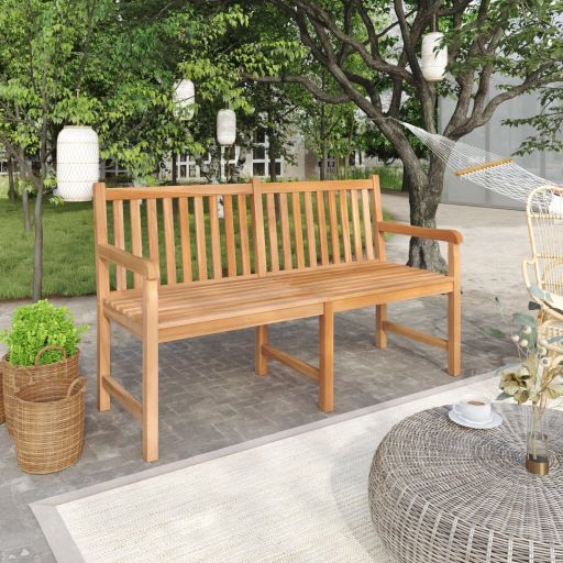 vidaXL Gartenbank 114 cm Massivholz Teak