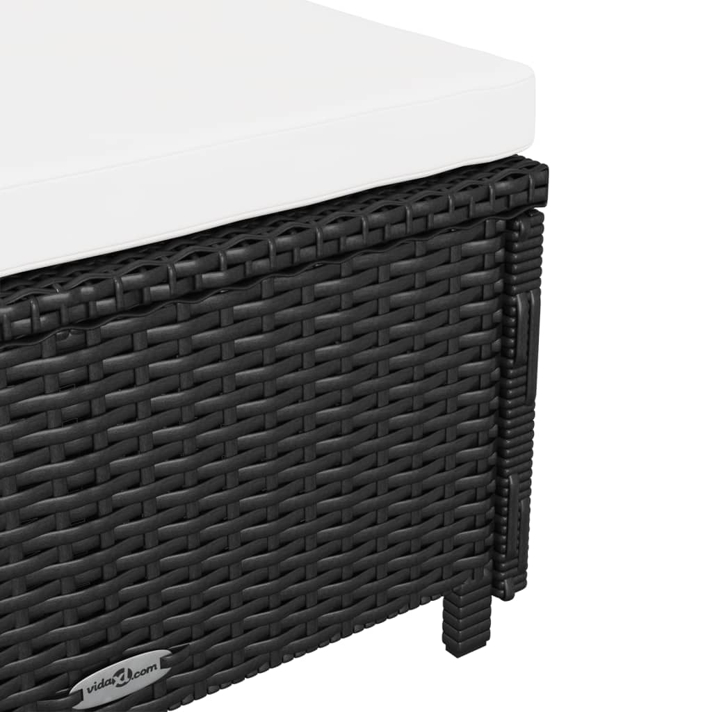 vidaXL Sonnenliege mit Cremeweißer Auflage Poly Rattan Schwarz