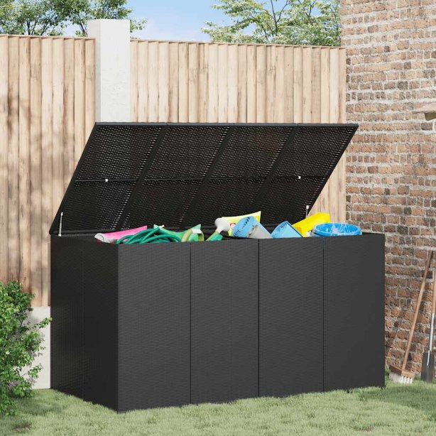 vidaXL Garten-Kissenbox PE Rattan 100x49x103,5 cm Schwarz
