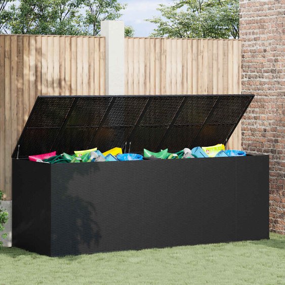 vidaXL Garten-Kissenbox PE Rattan 100x49x103,5 cm Schwarz