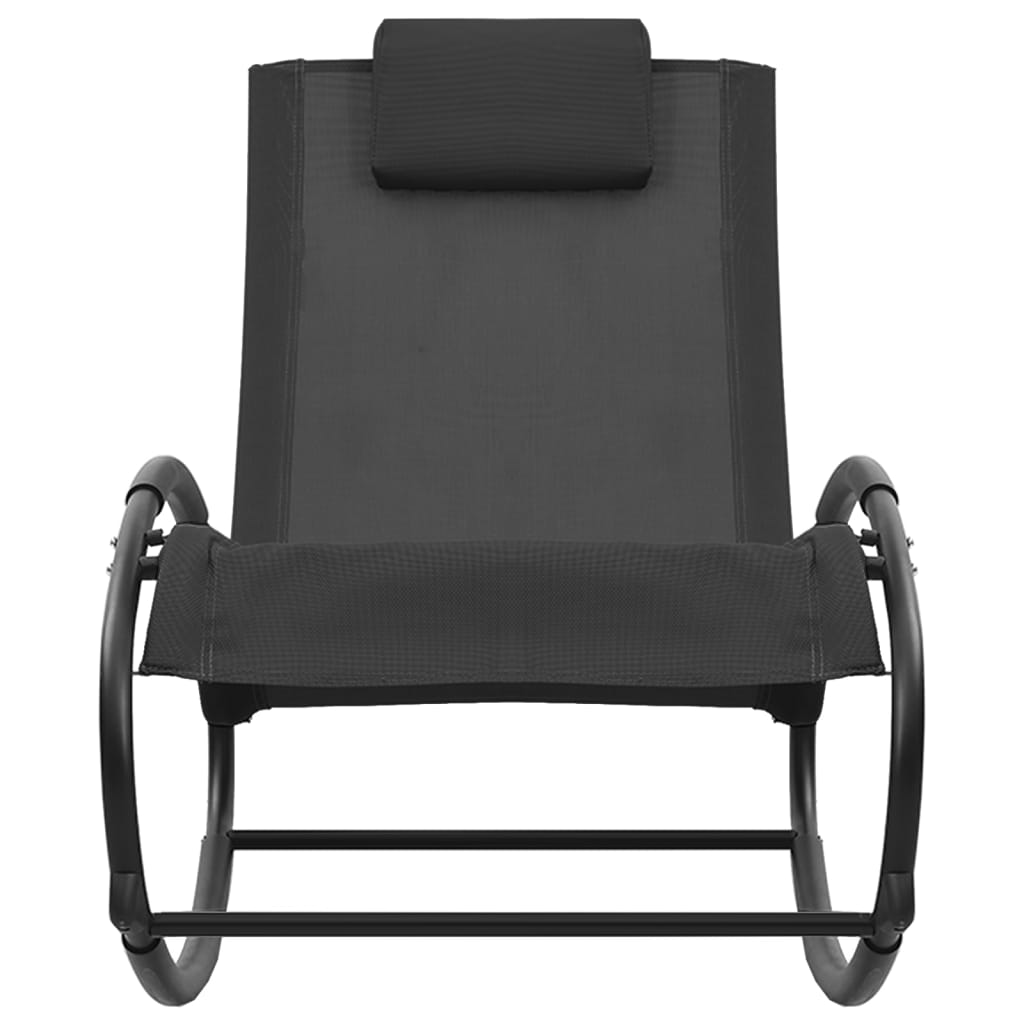 vidaXL Sonnenliege mit Kissen Stahl und Textilene Schwarz